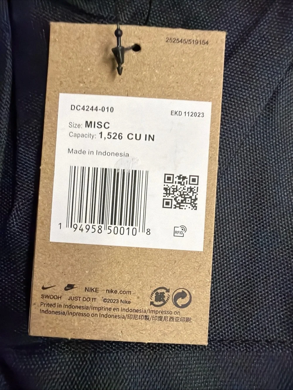 Nike Black Backpack with White Logo - Men's